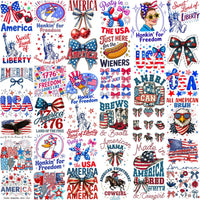 Load image into Gallery viewer, Patriotic USA designs with eagles, flags, bows, and Liberty for DTF, DTG, embroidery, and tumbler wraps
