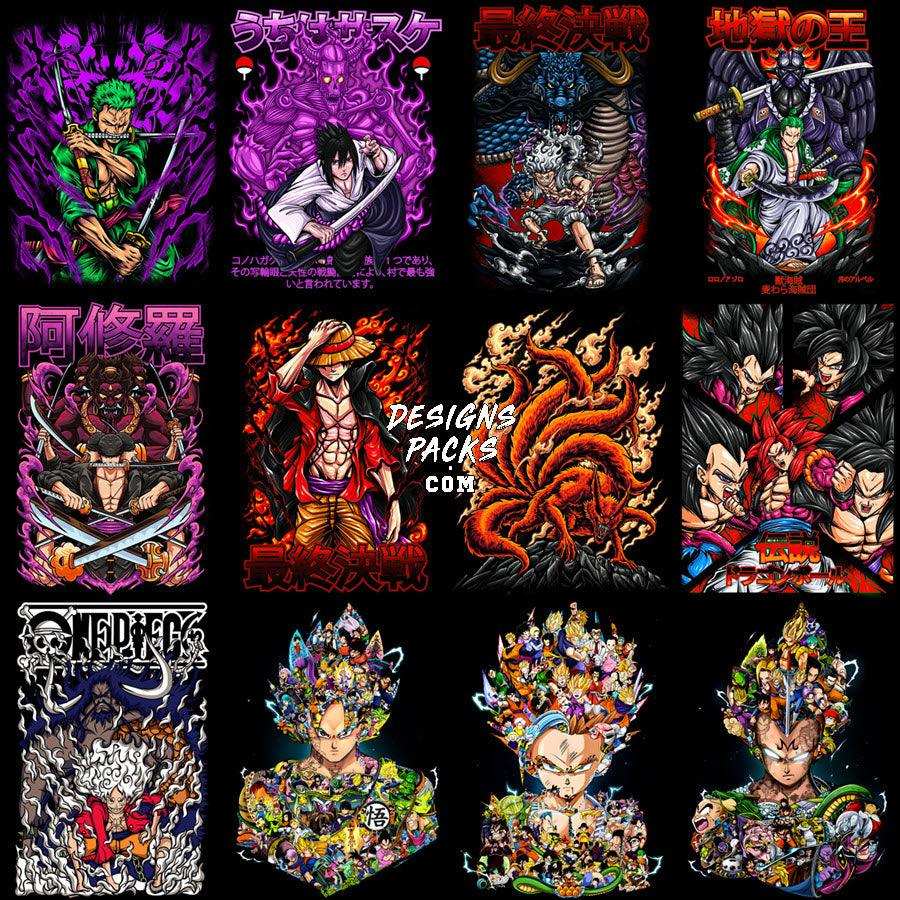 70 Anime Mix Halftone Designs Bundle PNG