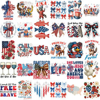 Load image into Gallery viewer, Patriotic USA designs with eagles, flags, bows, and 4th of July themes for DTF, DTG, embroidery
