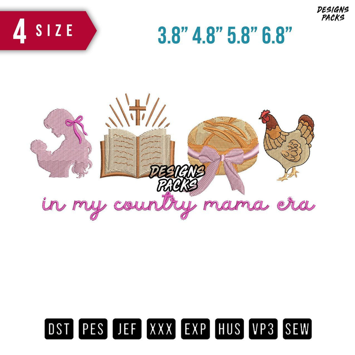 Country Mama Era Embroidery Design