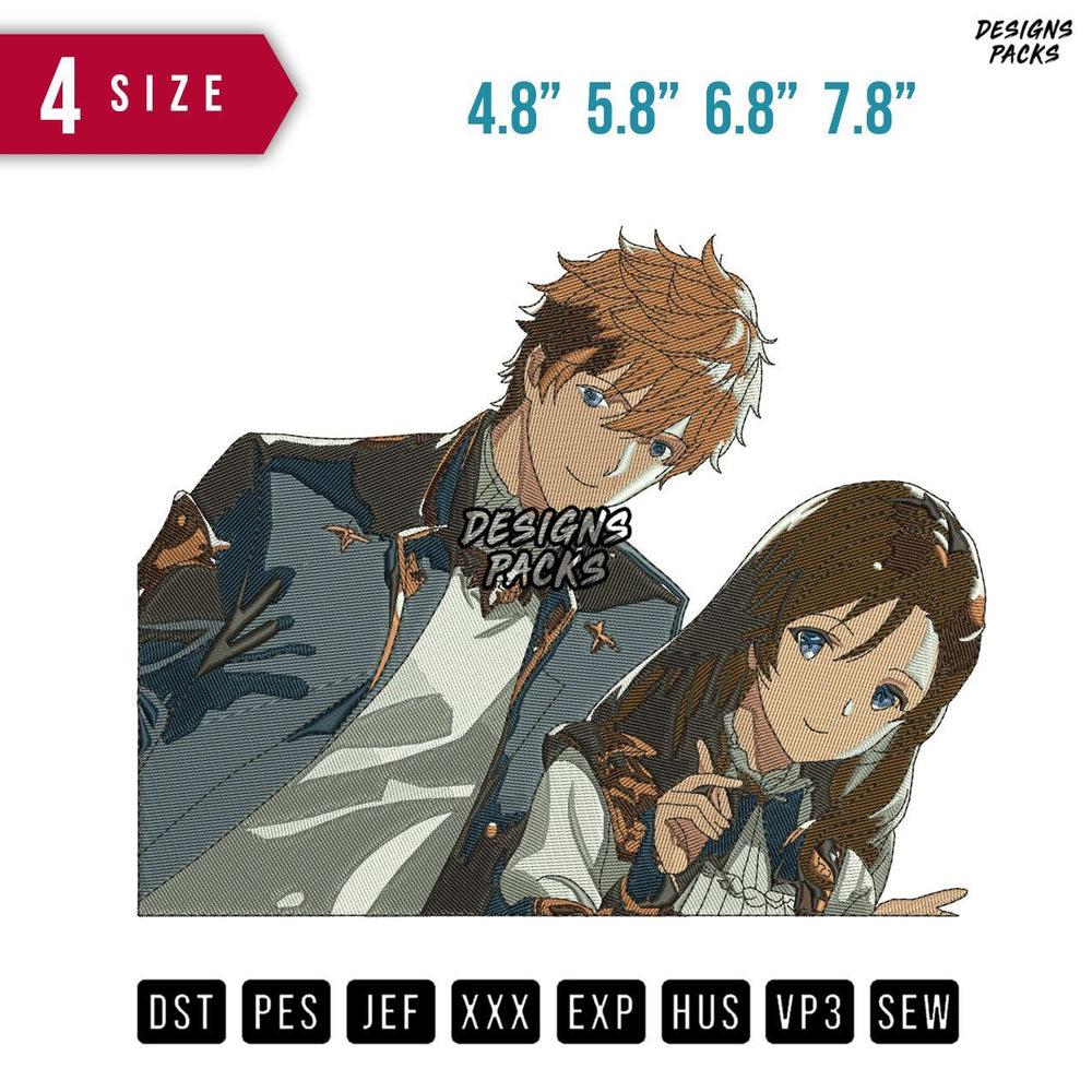 Couple Anime Embroidery Design
