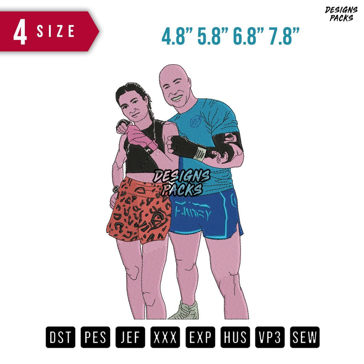 Couple Gym Embroidery Design