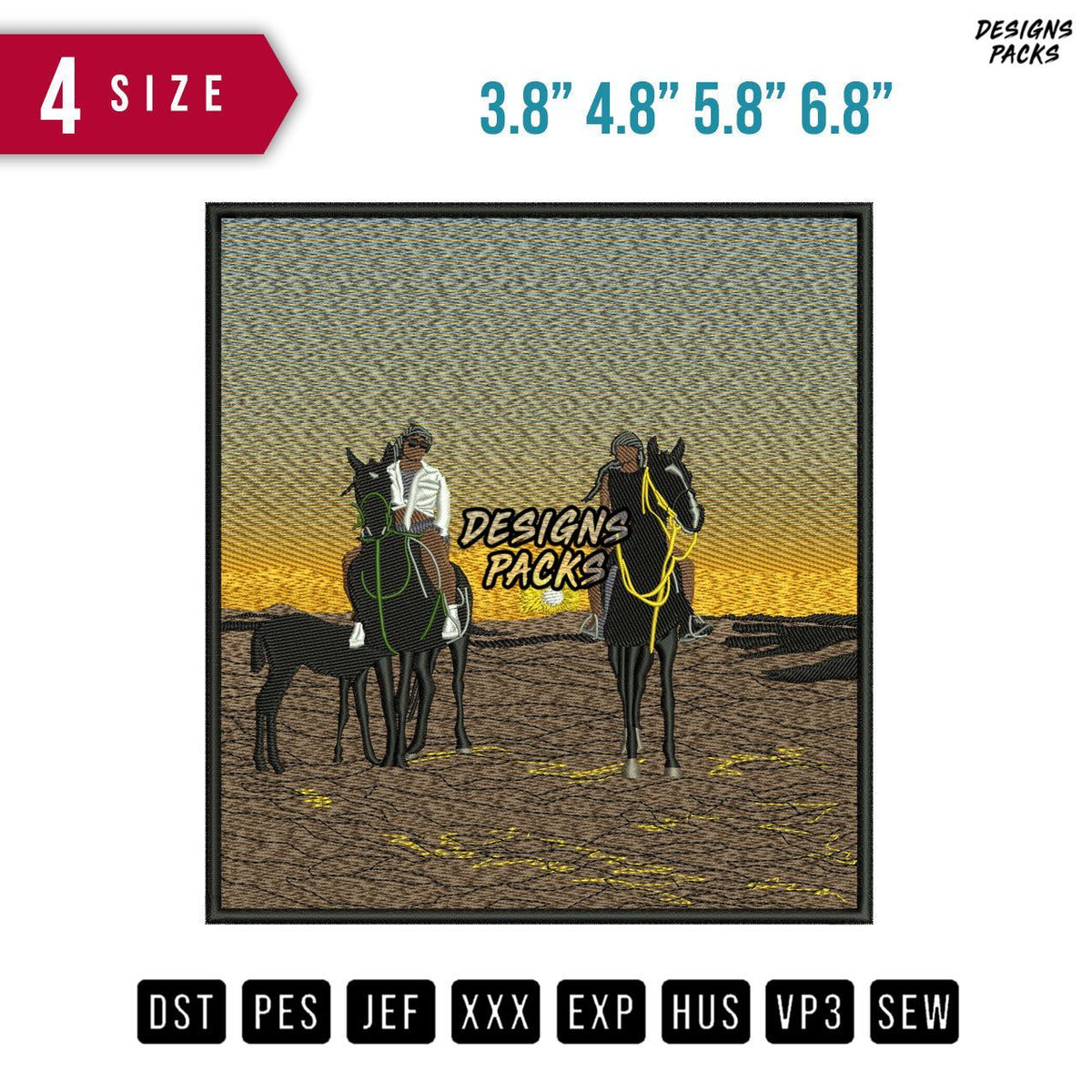 Couple Horse Desert Embroidery Design