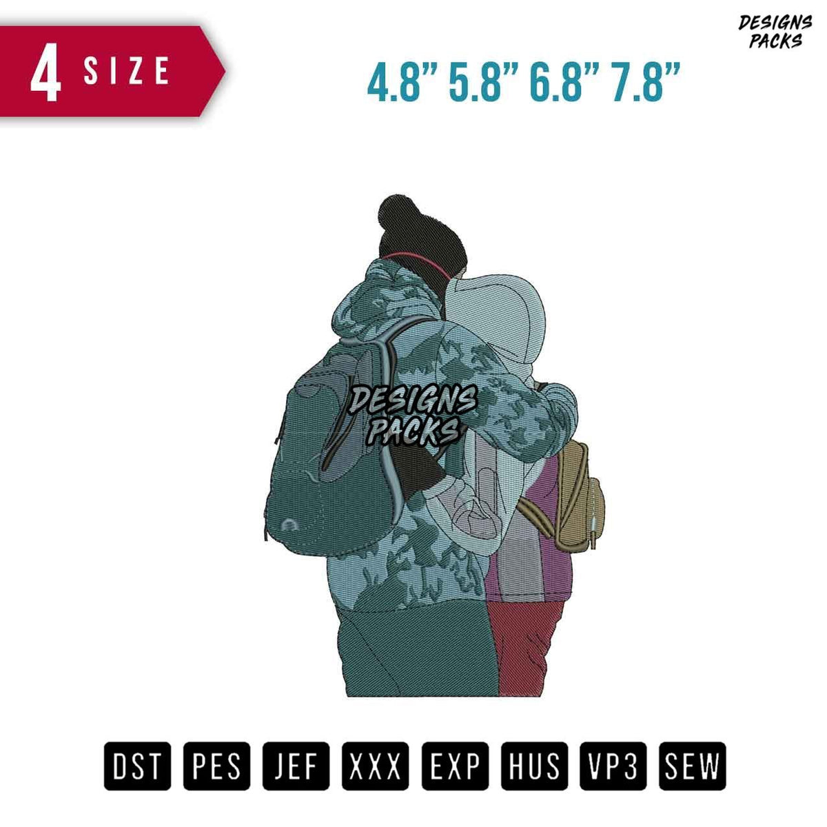 Couple Huge Polar Embroidery Design