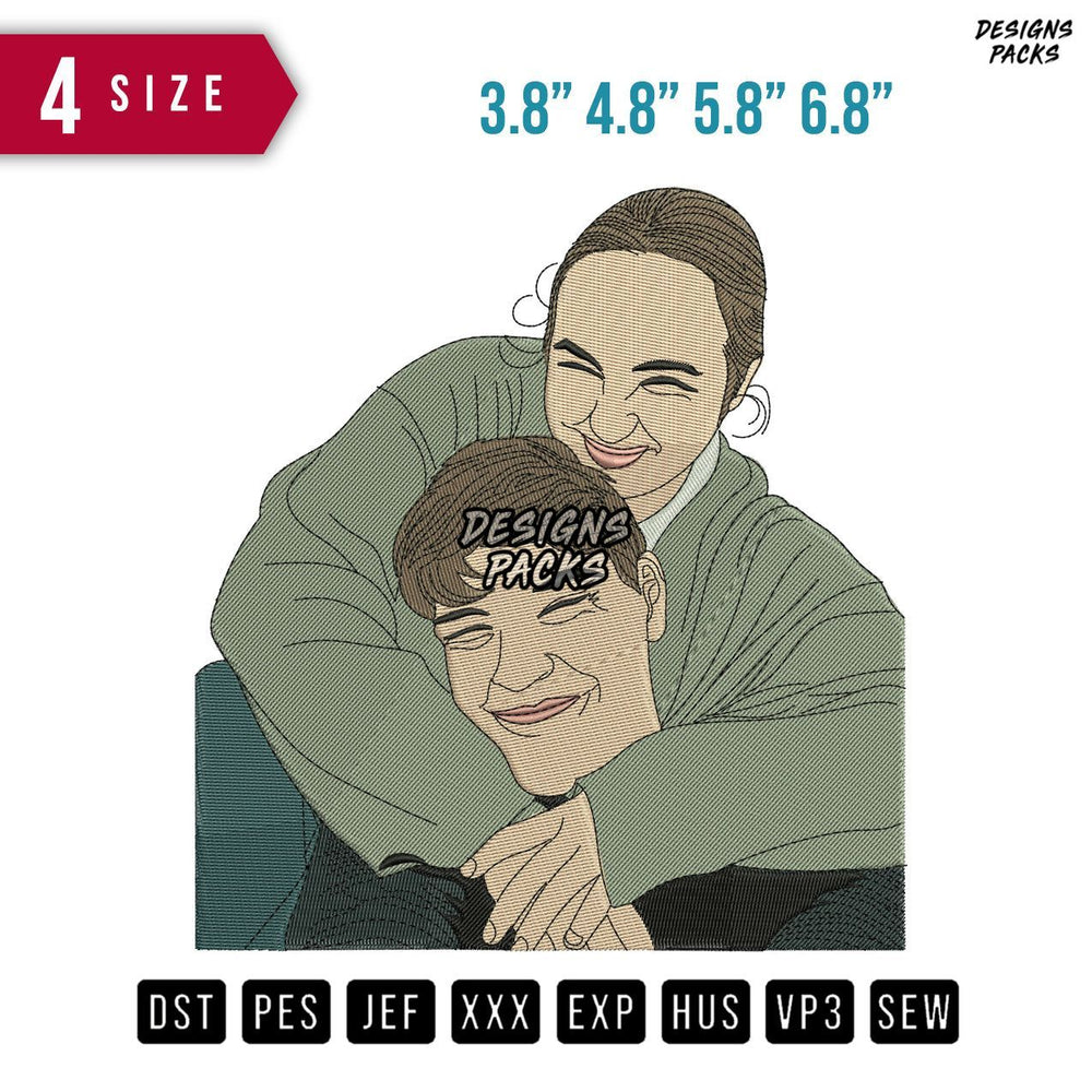 Couple Huge Smile Embroidery Design