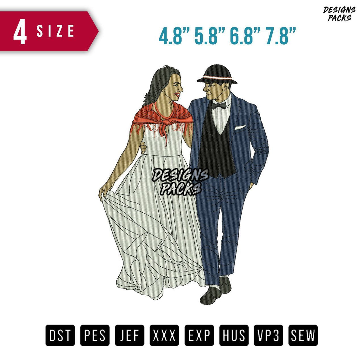 Couple Prewedd Embroidery Design