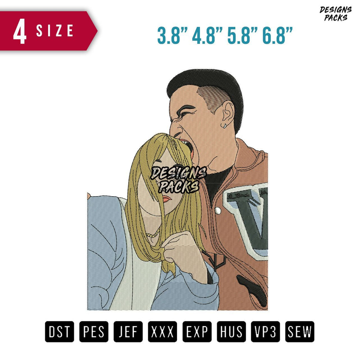 Couple V Jacket Embroidery Design