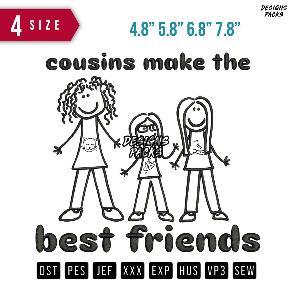 Cousin Best Friend Embroidery Design