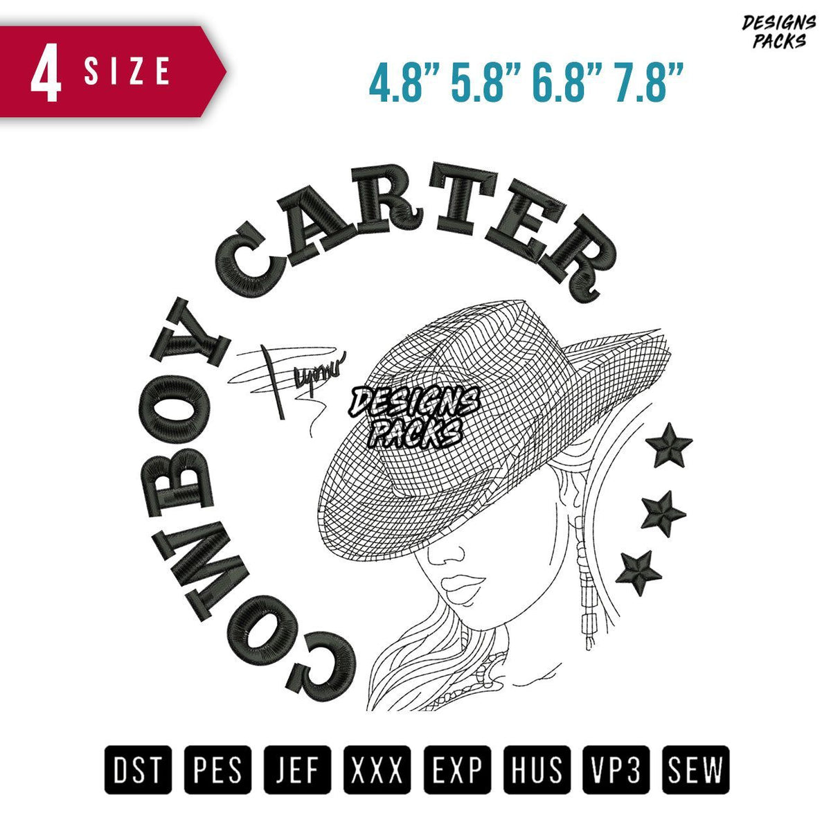 Cowboy Carter Embroidery Design
