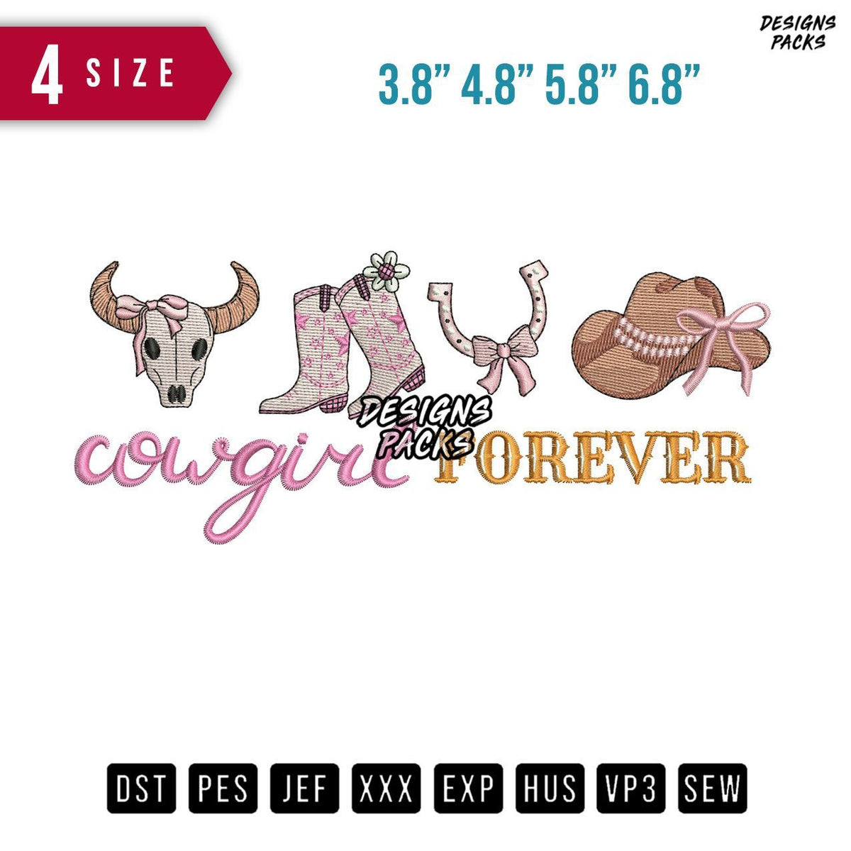 Cow girl Forever Embroidery Design