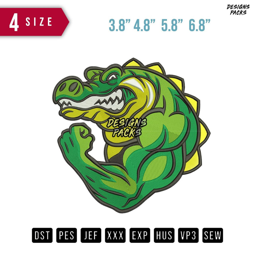Crocodile Muscle Embroidery Design