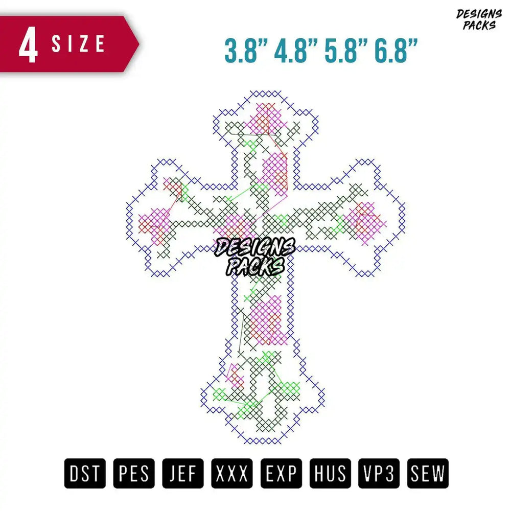 Cross Crist Embroidery Design