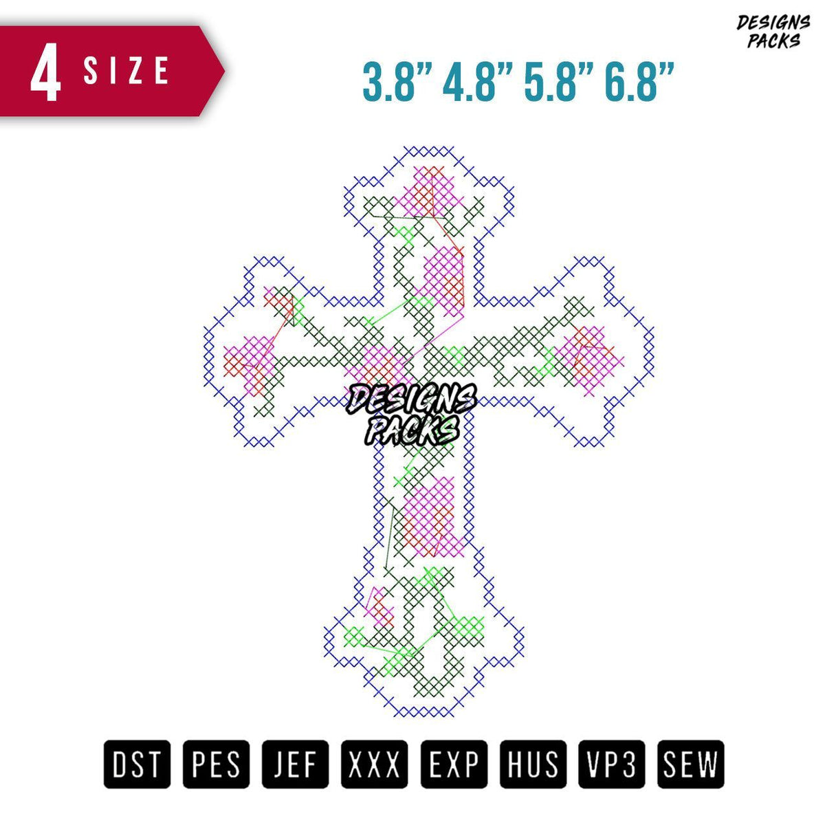 Cross Crist Embroidery Design