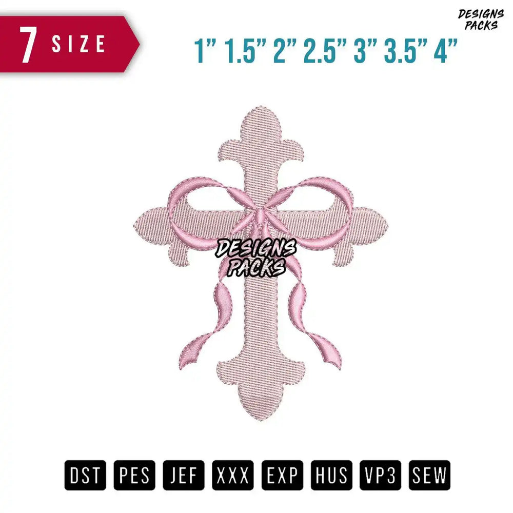 Cross Ribbon B Embroidery Design