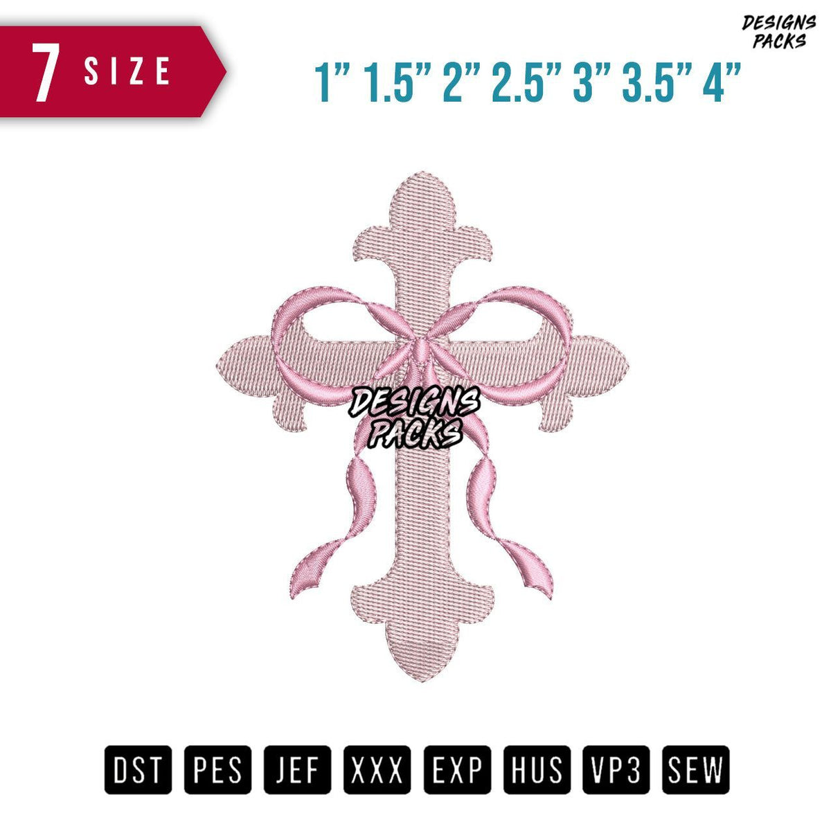 Cross Ribbon B Embroidery Design