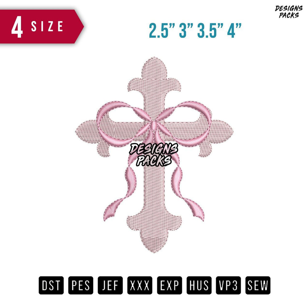 Cross Ribbon Embroidery Design