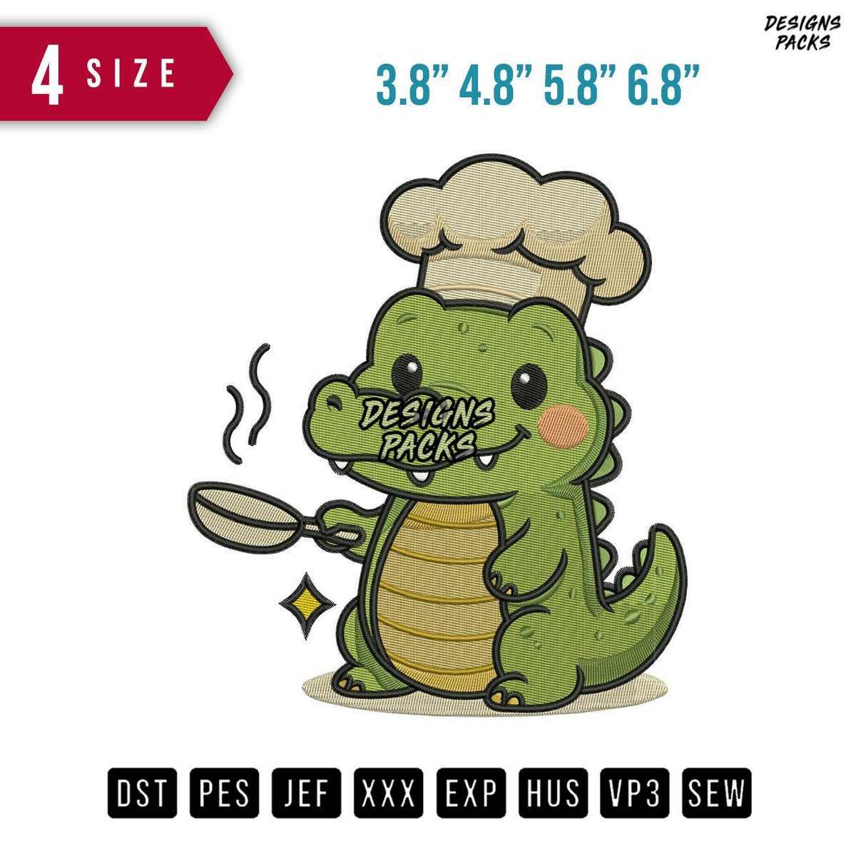 Cute Dino Embroidery Design