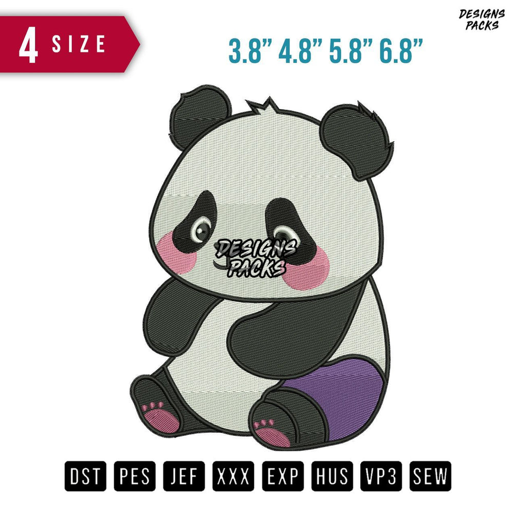Cute Panda Embroidery Design