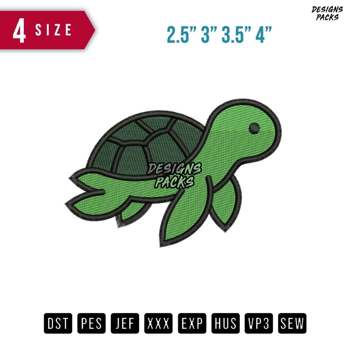 Cute Turtle B Embroidery Design