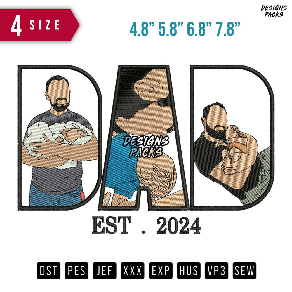 DAD 3 Pose B Embroidery Design