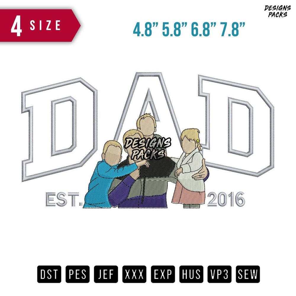 DAD 3 childrens Embroidery Design