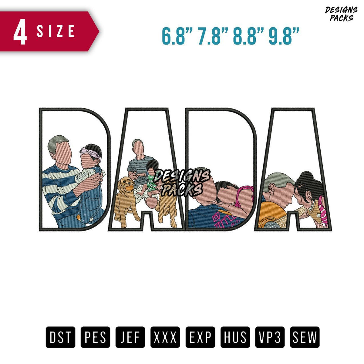 DADA Families Happy Embroidery Design