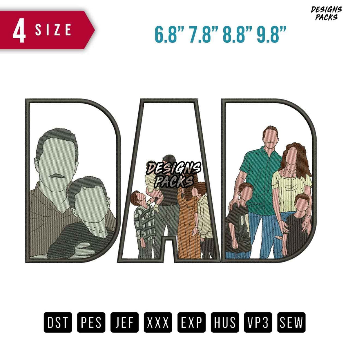 DAD BW Fam Embroidery Design
