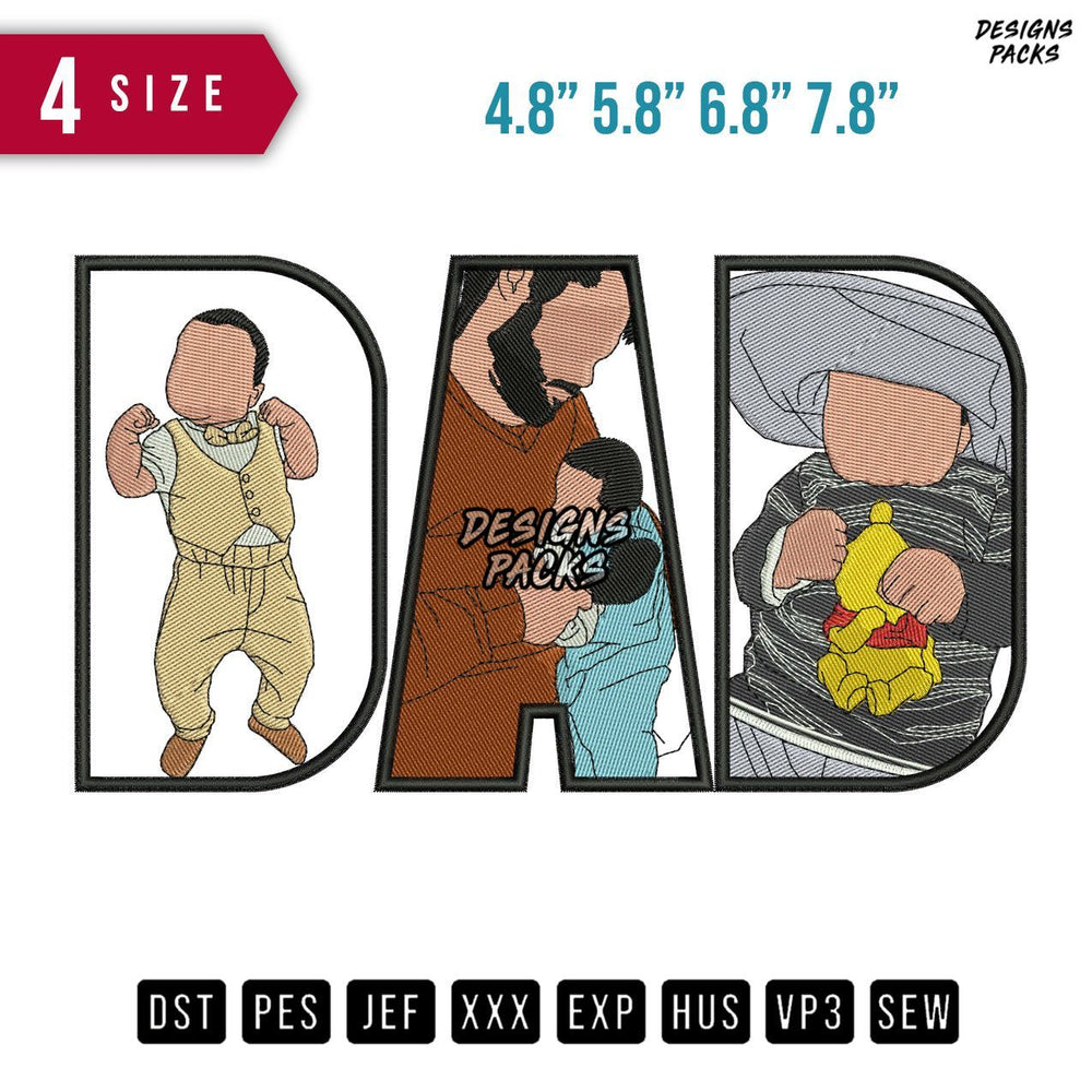 DAD Baby Sleep Embroidery Design