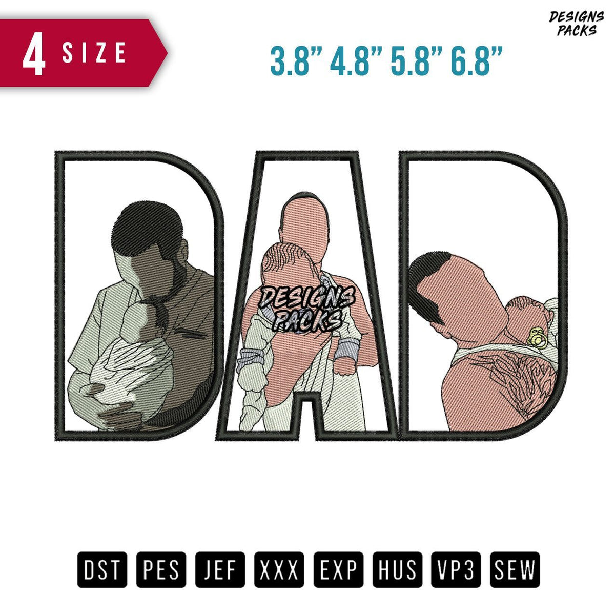 DAD Baby sleep B Embroidery Design