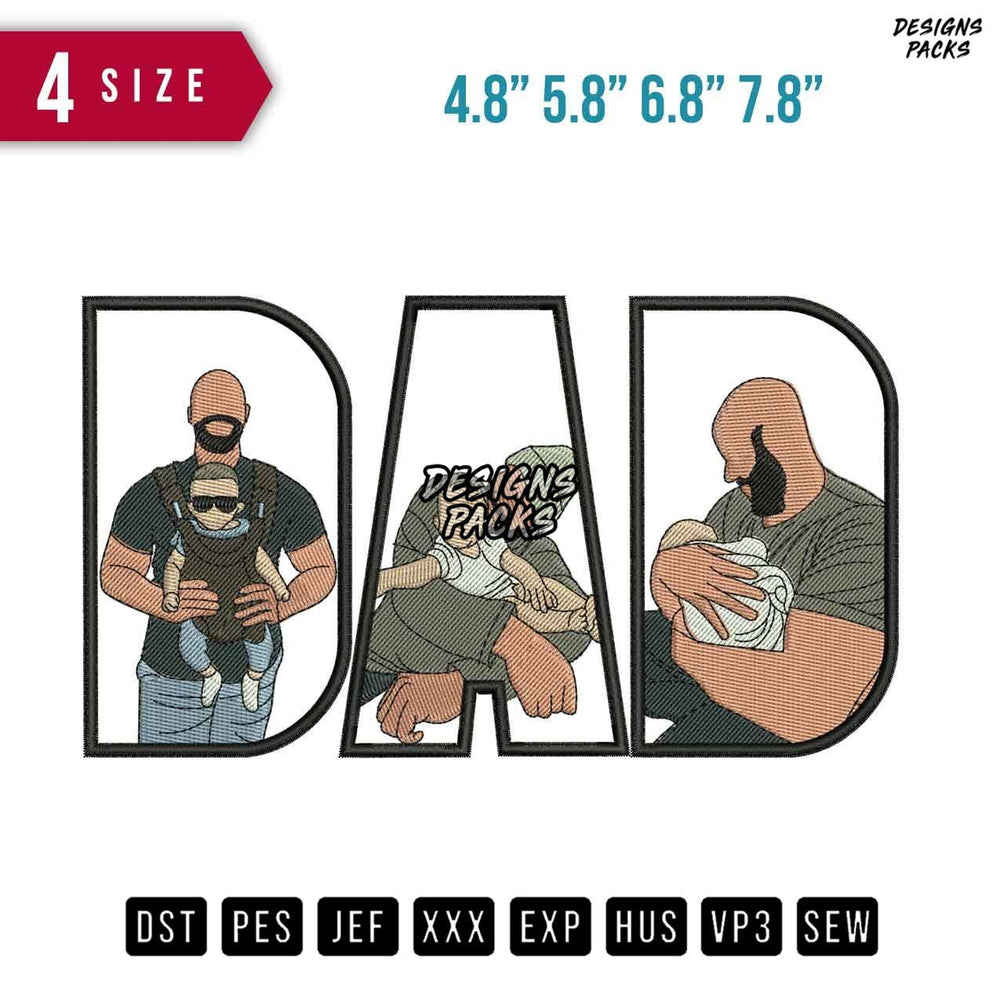DAD Bald Embroidery Design