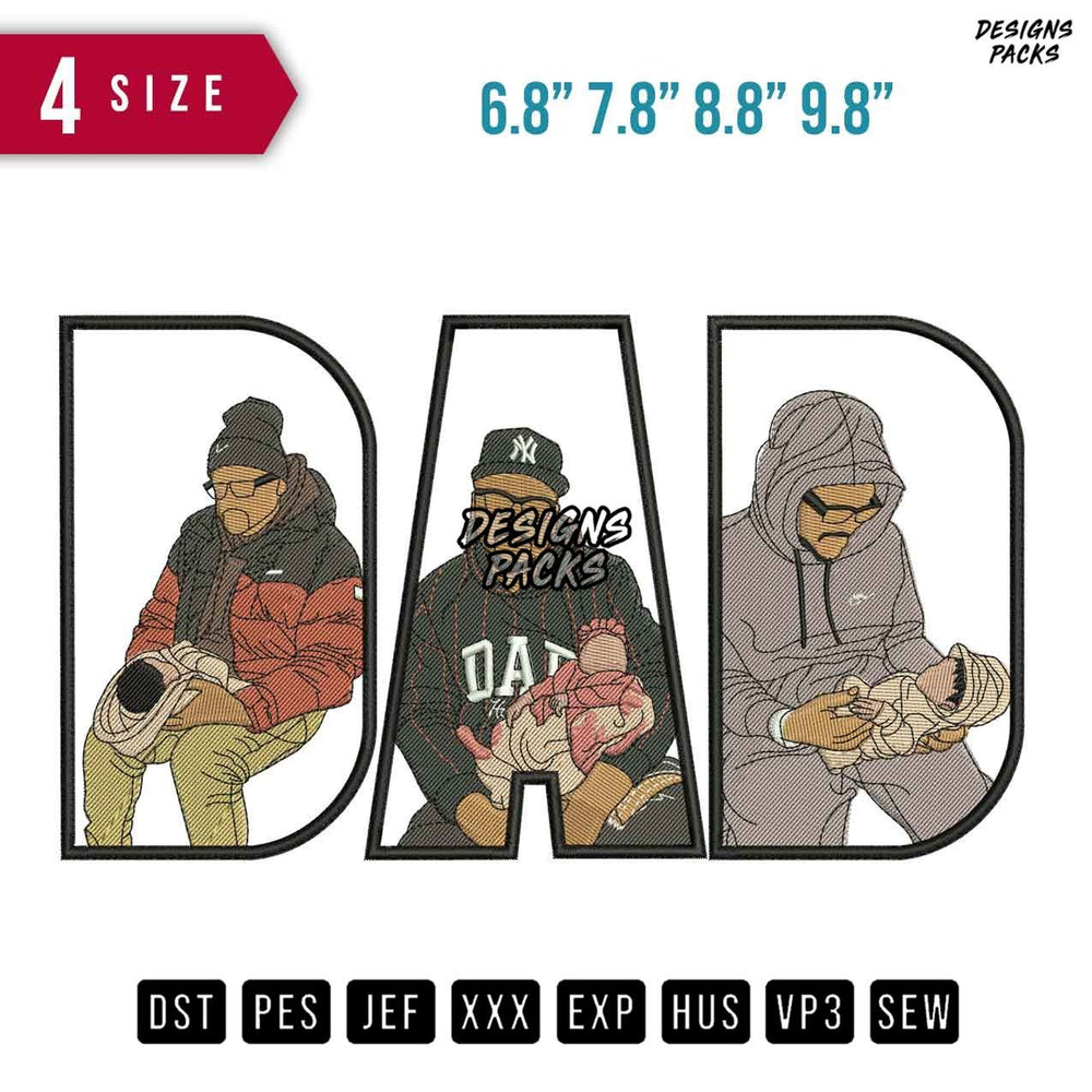 DAD Beanie Hat Embroidery Design