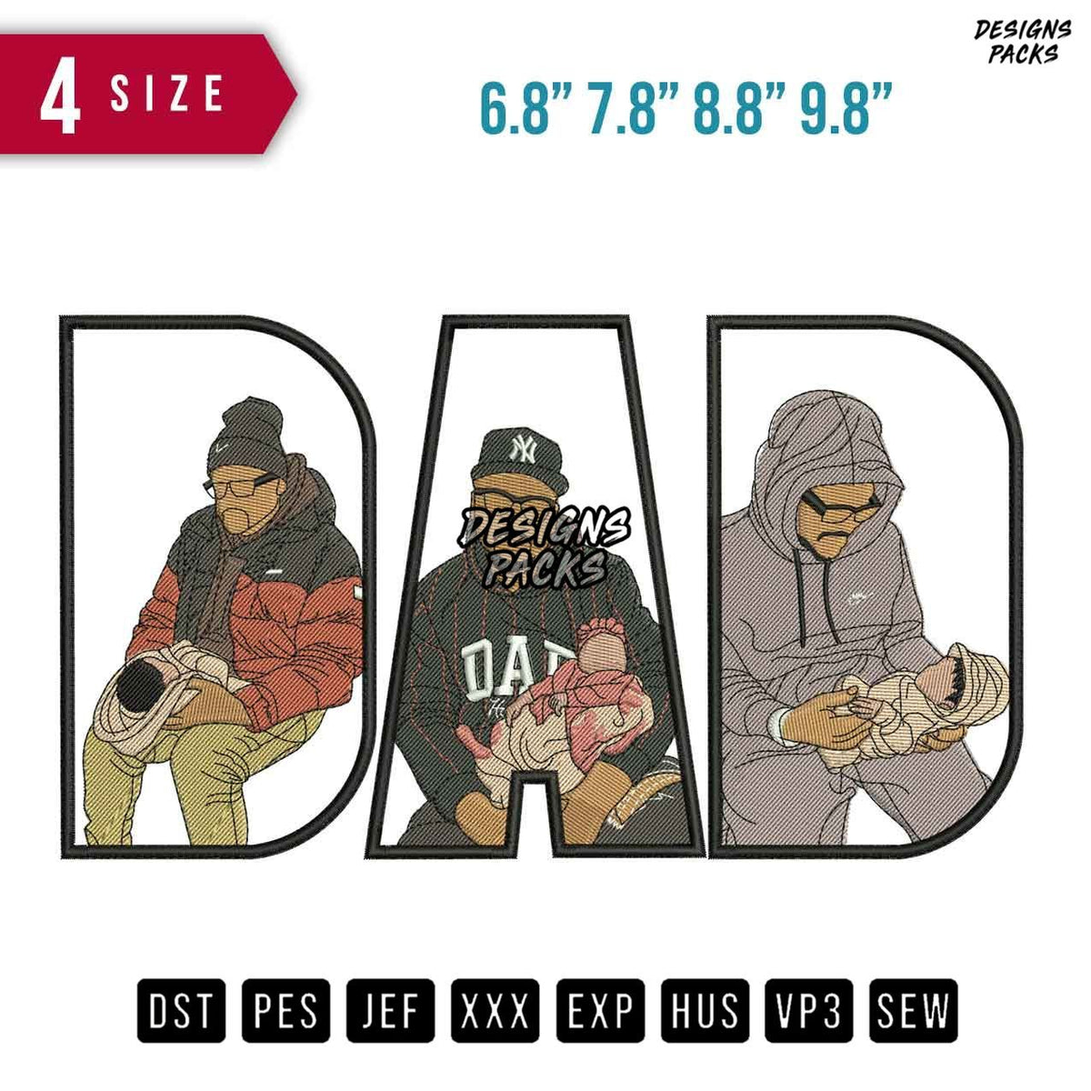 DAD Beanie Hat Embroidery Design