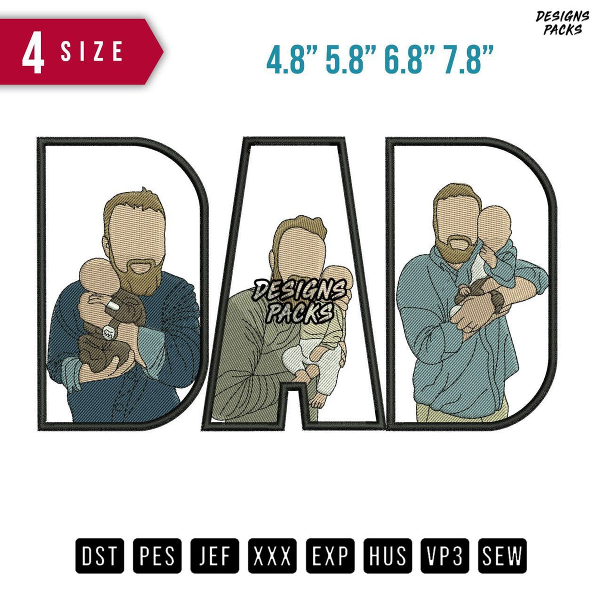 DAD Beard Baby Embroidery Design