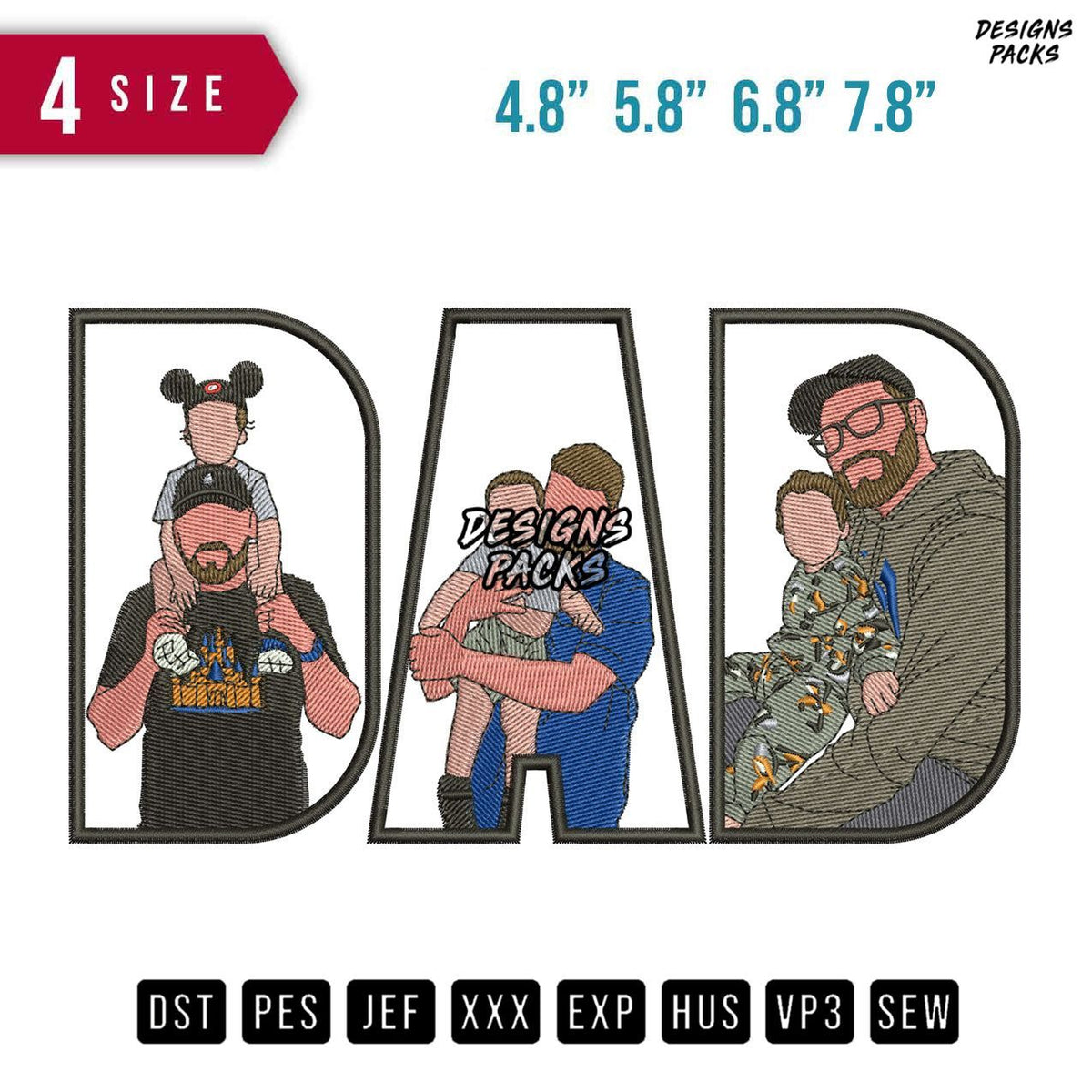 DAD Beard Embroidery Design