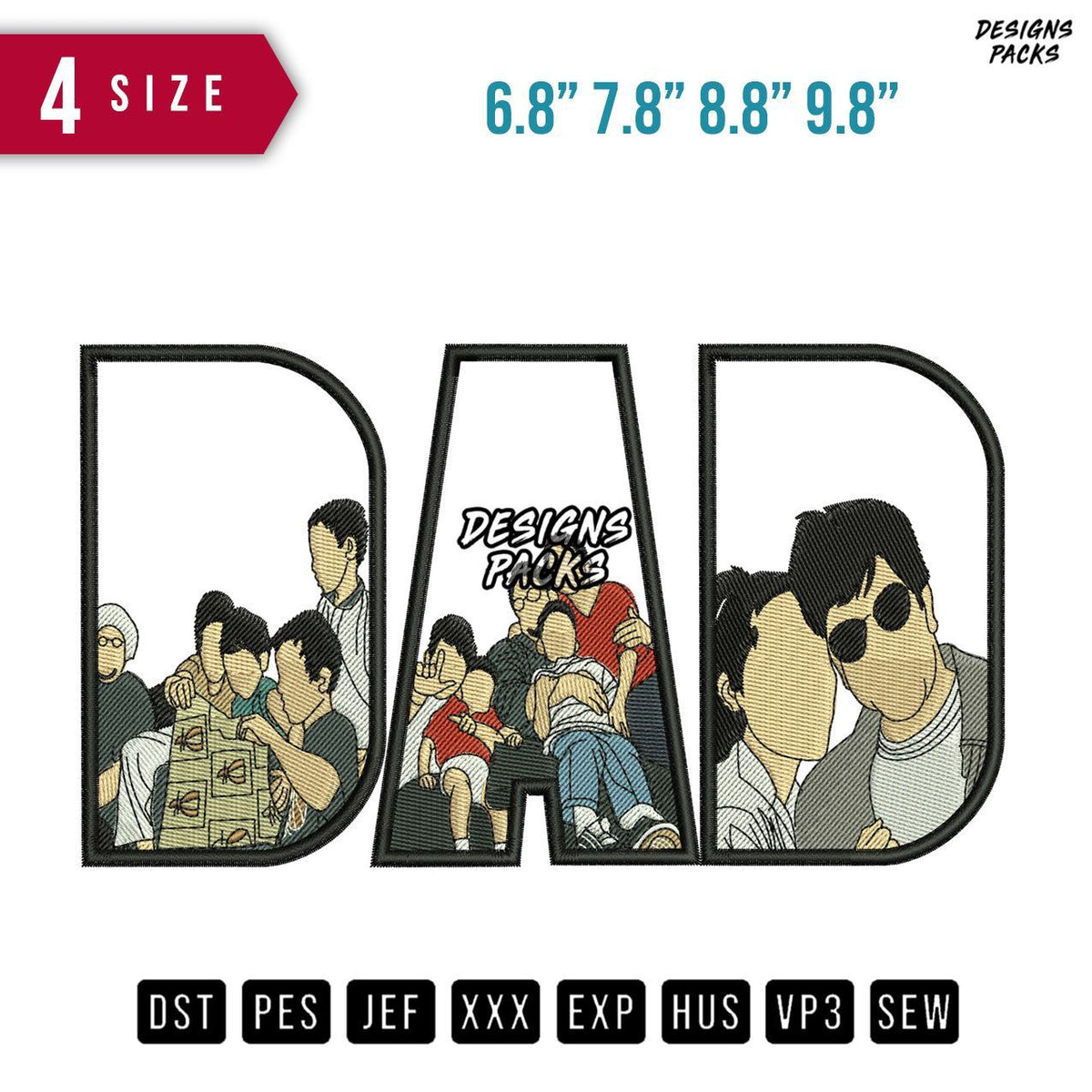 DAD Big Fam B Embroidery Design