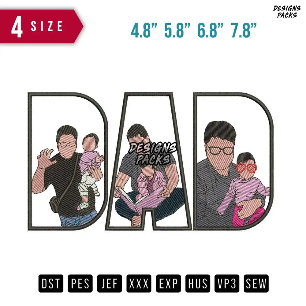 DAD Book Boy Embroidery Design