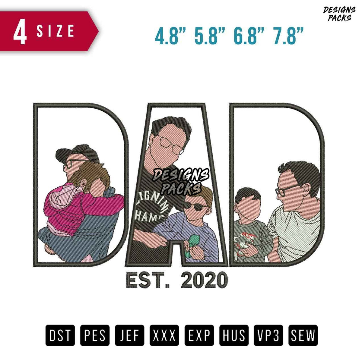 DAD Boy Est Embroidery Design