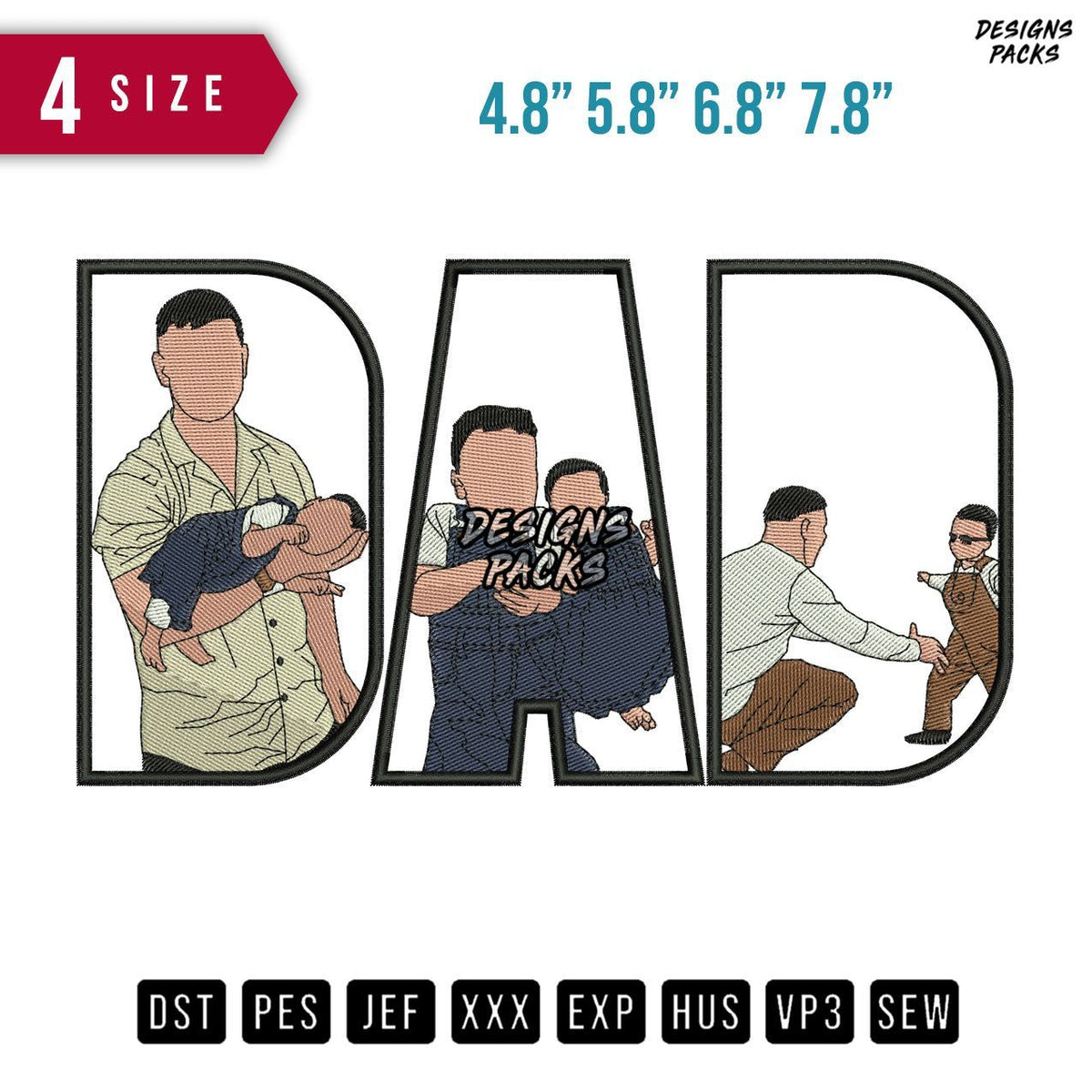 DAD Boy Sungeless Embroidery Design