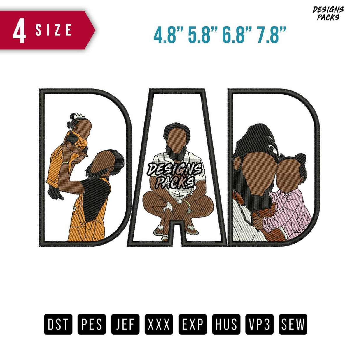 DAD Brown Beanie Embroidery Design