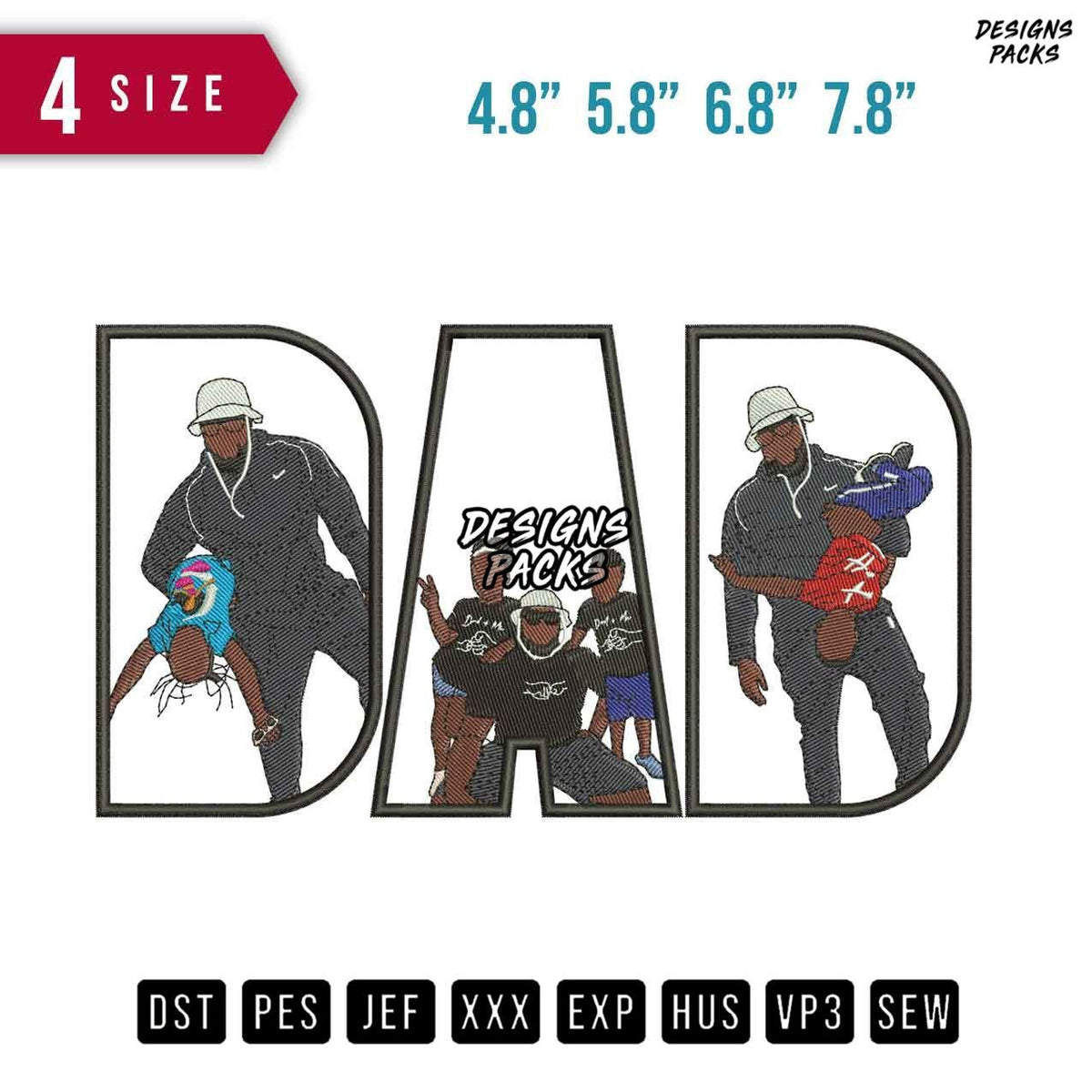 DAD brown D Embroidery Design