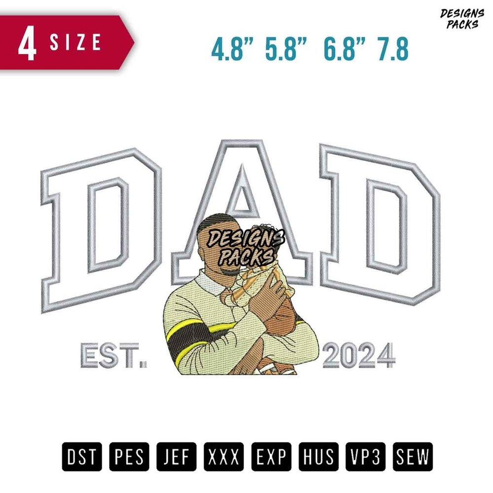 DAD Brown E Embroidery Design