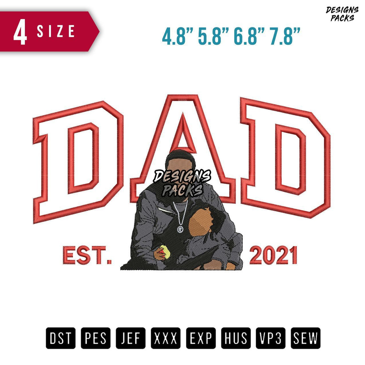 DAD Brown Est Embroidery Design