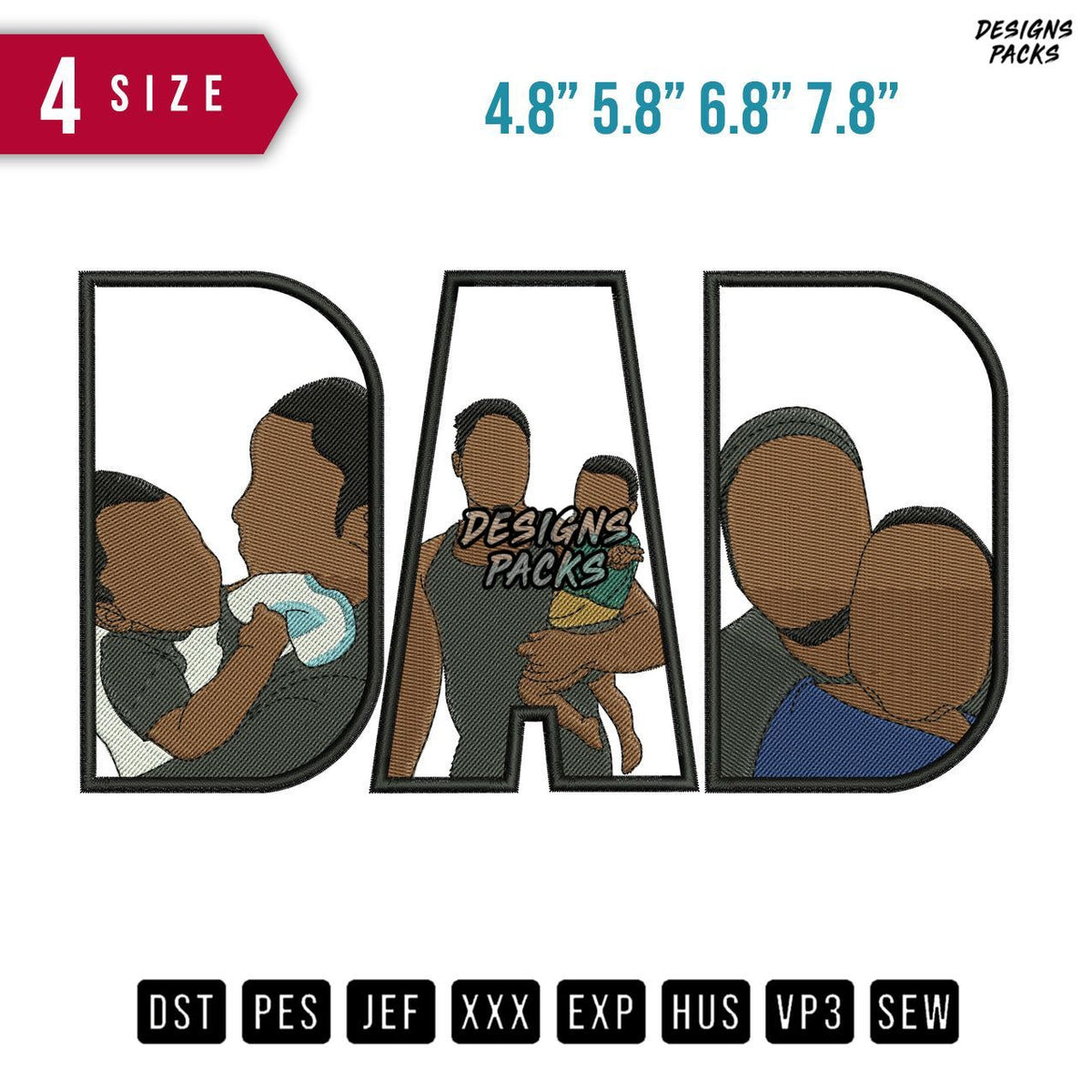 DAD Brown F Embroidery Design