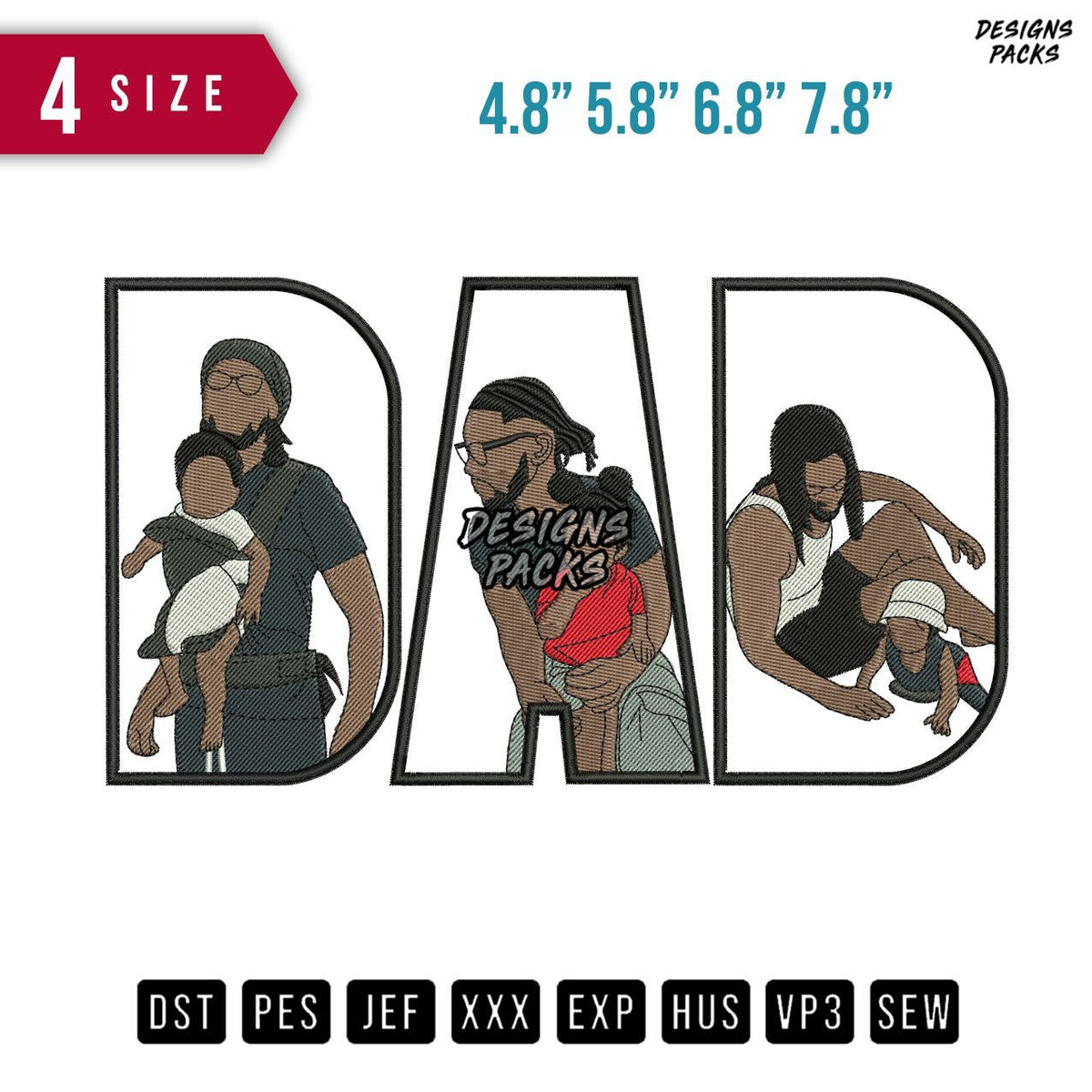 DAD Brown H Embroidery Design