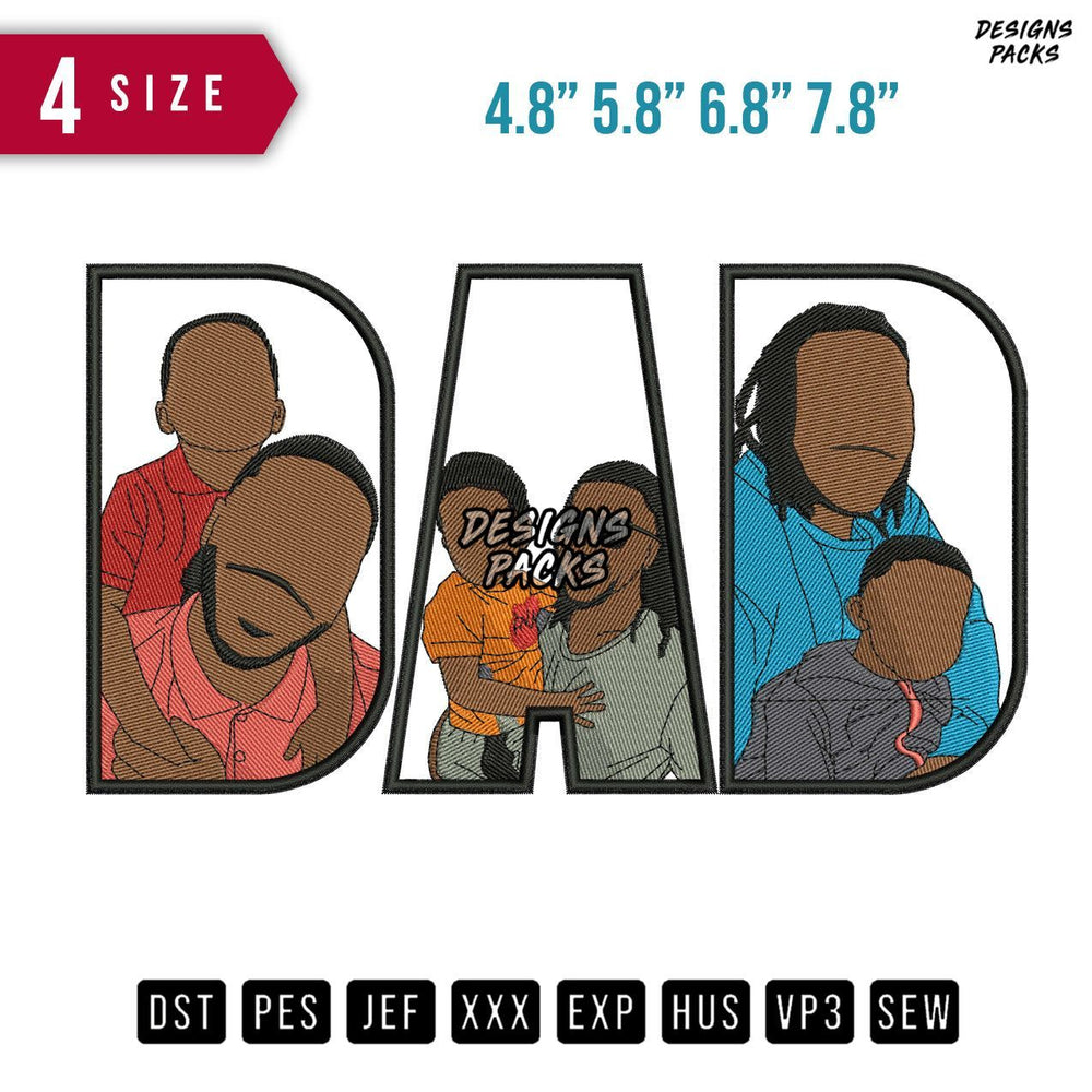 DAD Brown Smile Embroidery Design