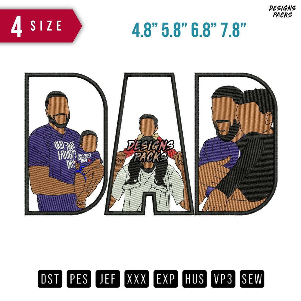 DAD Brown Embroidery Design