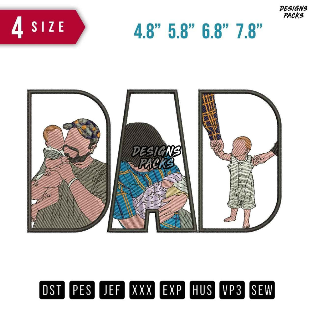 DAD Cap Boy Embroidery Design