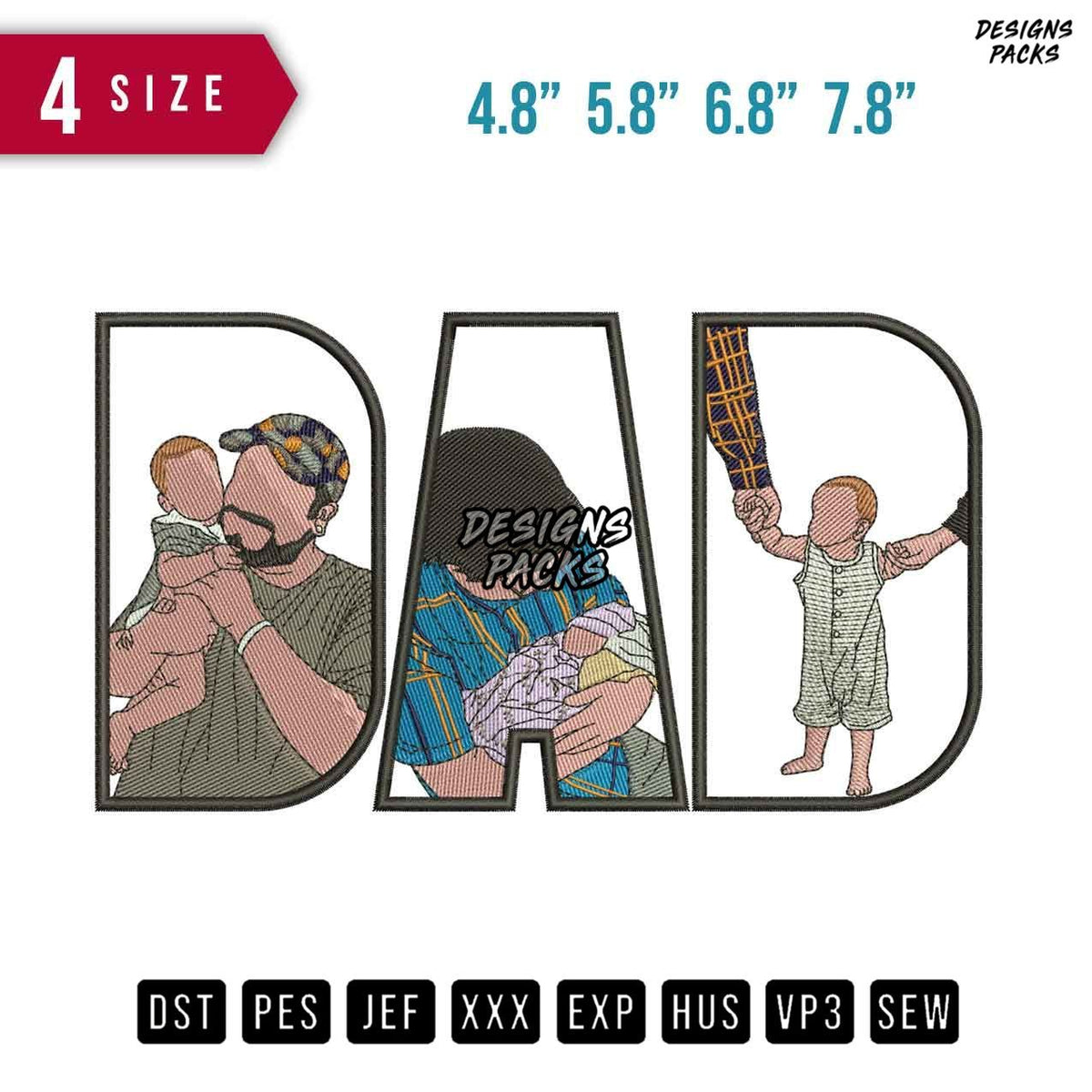 DAD Cap Boy Embroidery Design