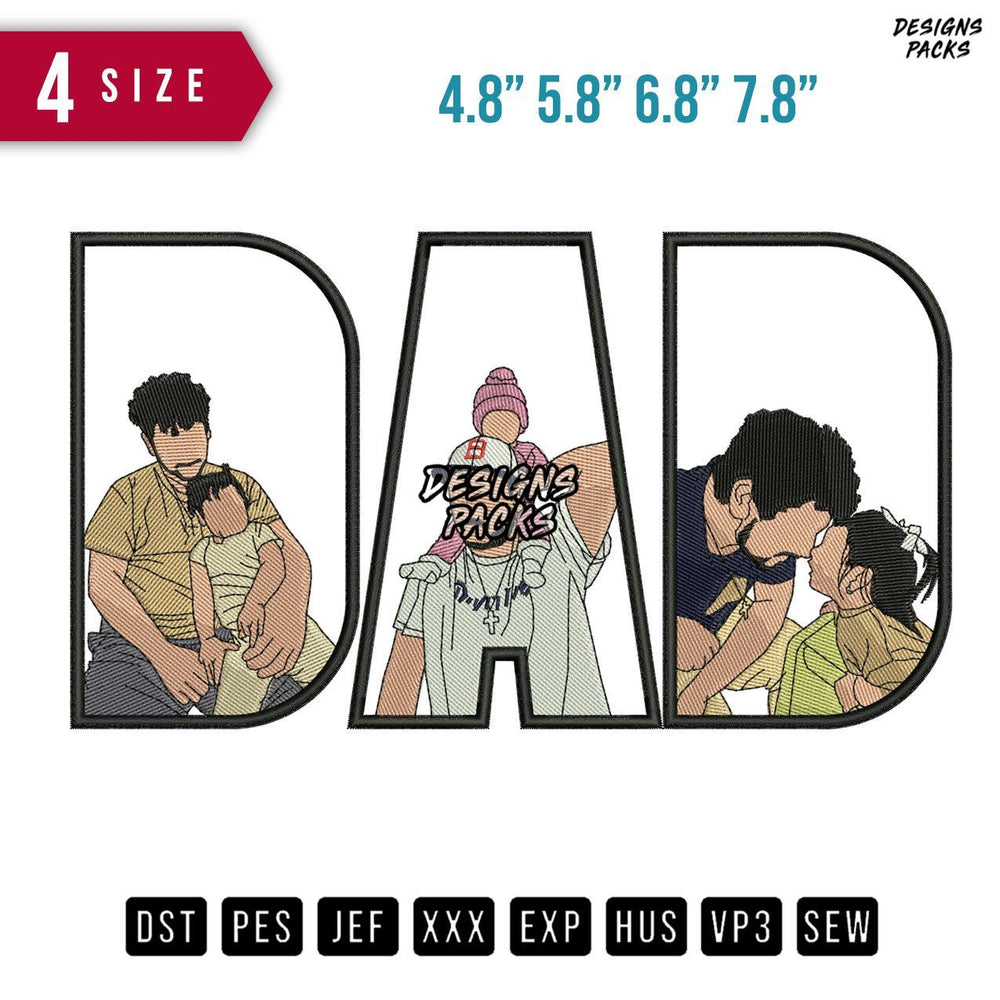 DAD Cap Children Embroidery Design