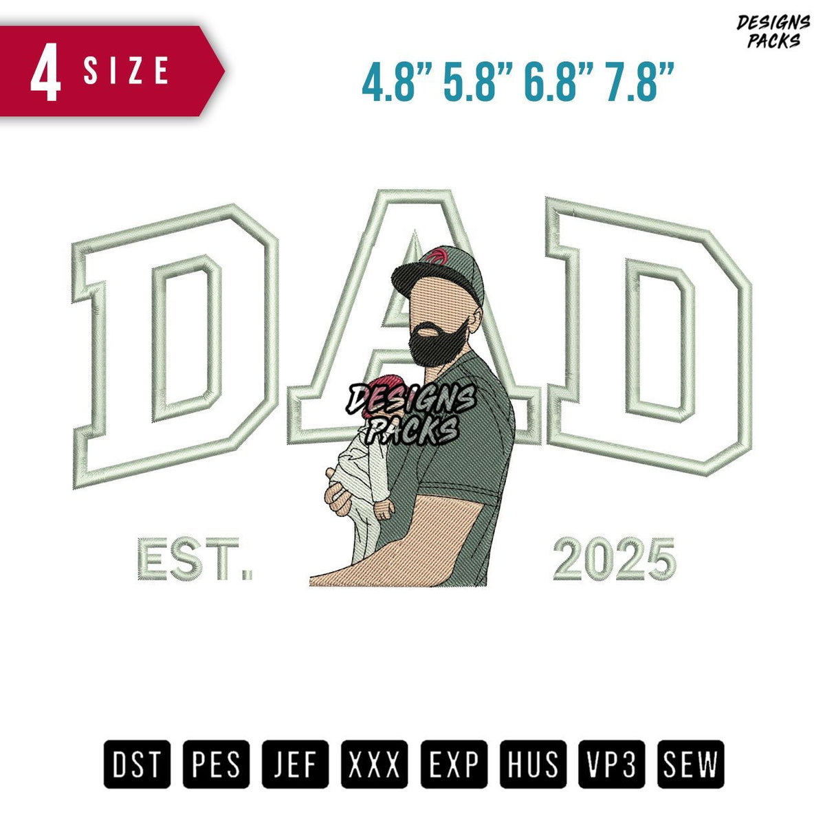 DAD Cap Huge Baby Embroidery Design